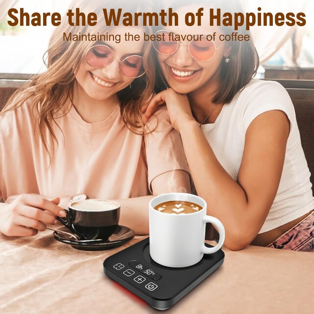 Black Coffee Mug Warmer 9 Temp LED Display 1 - 12H Timer - Kwikley