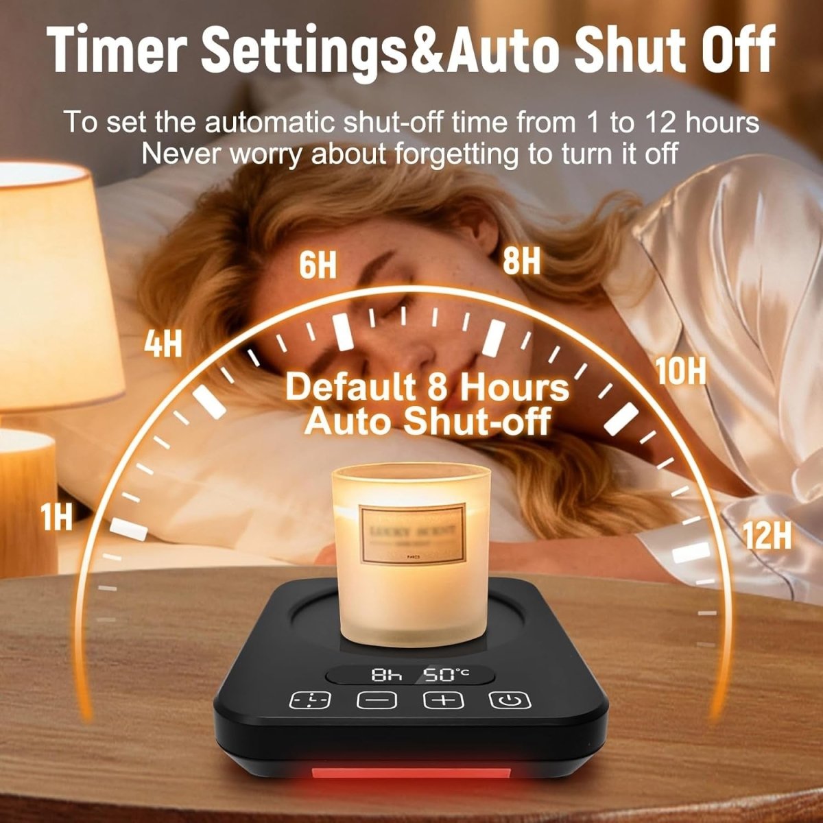 Black Coffee Mug Warmer 9 Temp LED Display 1 - 12H Timer - Kwikley