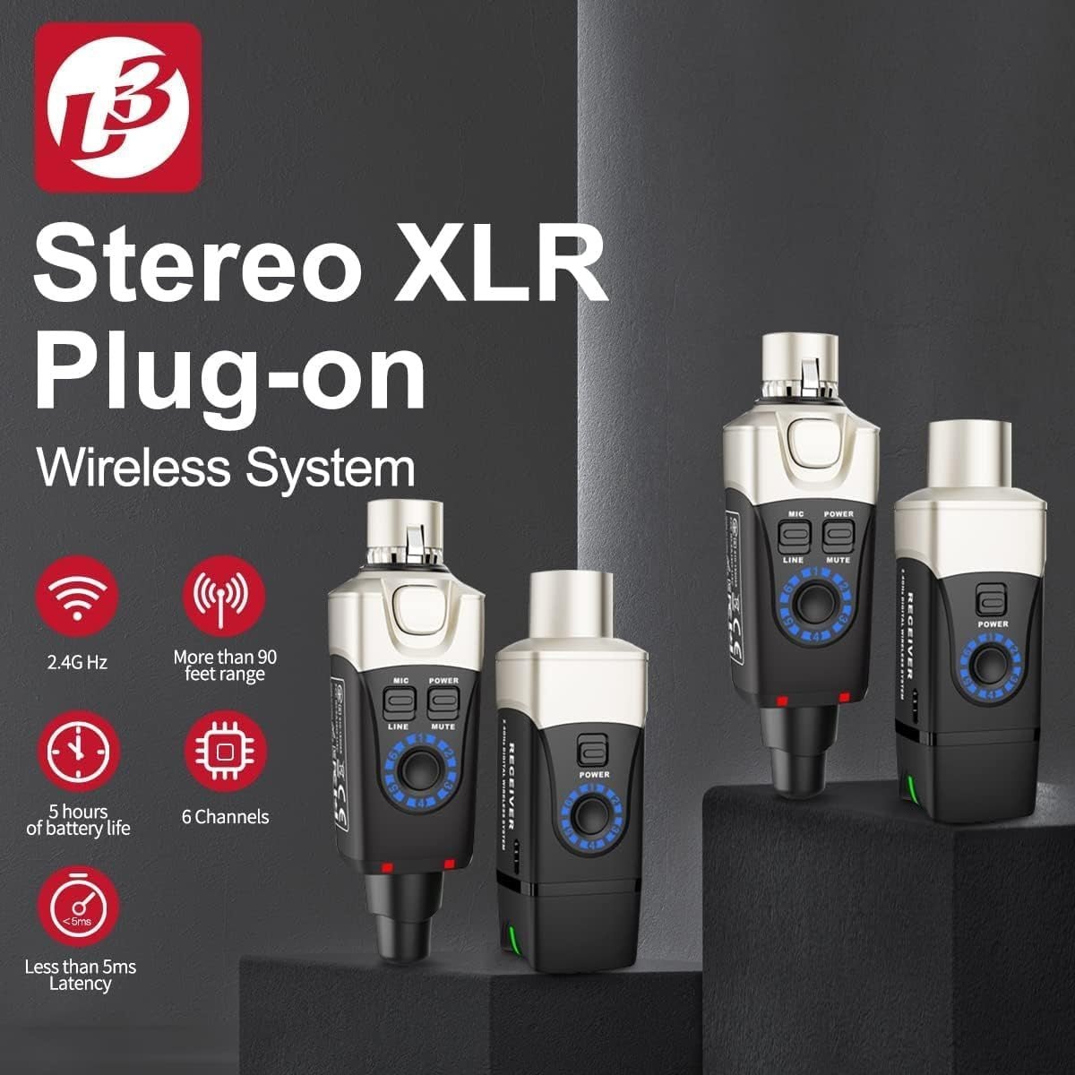 Black Dual 2.4GHz Wireless XLR Audio System – PA Mixer Monitor Kit - Kwikley