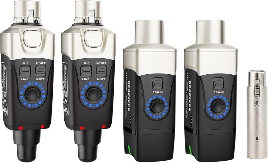 Black Dual 2.4GHz Wireless XLR Audio System – PA Mixer Monitor Kit - Kwikley