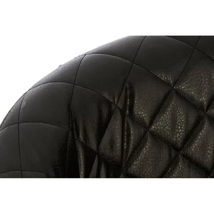 Black Faux Leather Wingback Accent Chair Quilted Armchair with Wood Legs - Kwikley