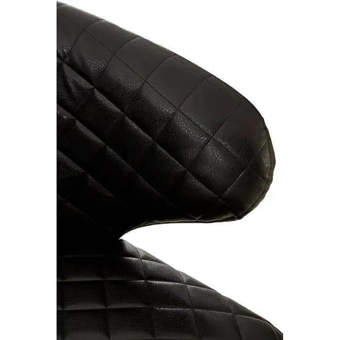 Black Faux Leather Wingback Accent Chair Quilted Armchair with Wood Legs - Kwikley