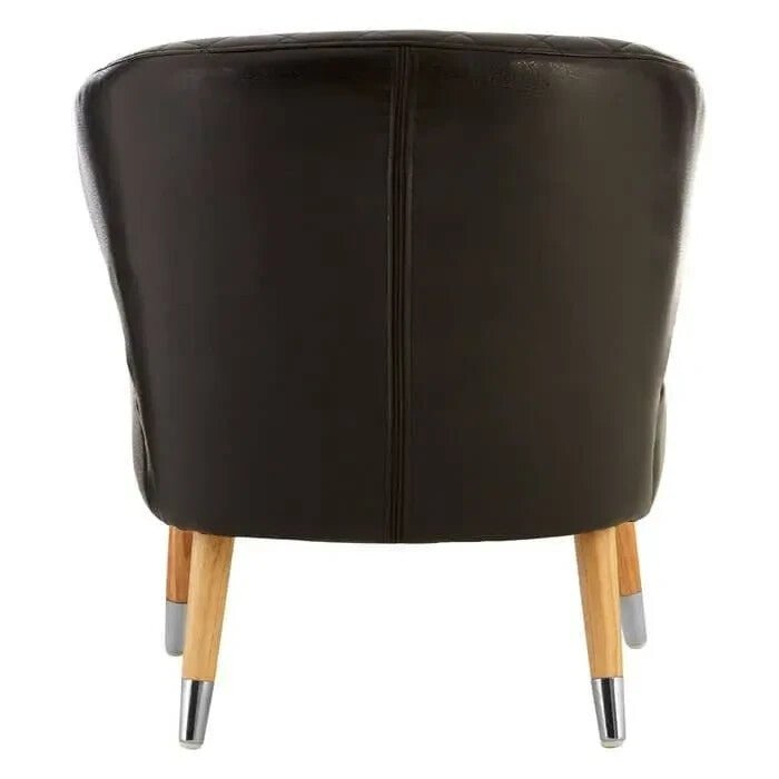 Black Faux Leather Wingback Accent Chair Quilted Armchair with Wood Legs - Kwikley