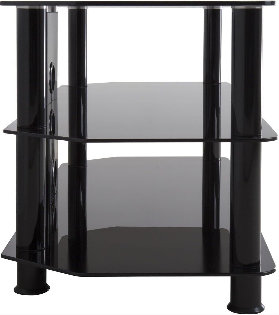 Black Glass TV Stand 125cm 3 Shelves for 60" TVs Console Floor Unit - Kwikley