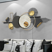 Black Gold Abstract Metal Wall Art 3D Geometric Luxury Decor - Kwikley