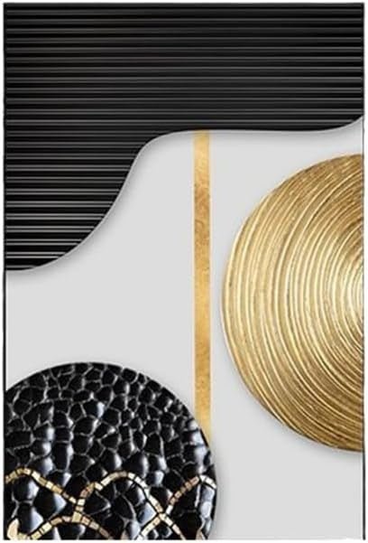 Black Gold Geometric Canvas Wall Art 3Pcs 60x90cm Modern - Kwikley