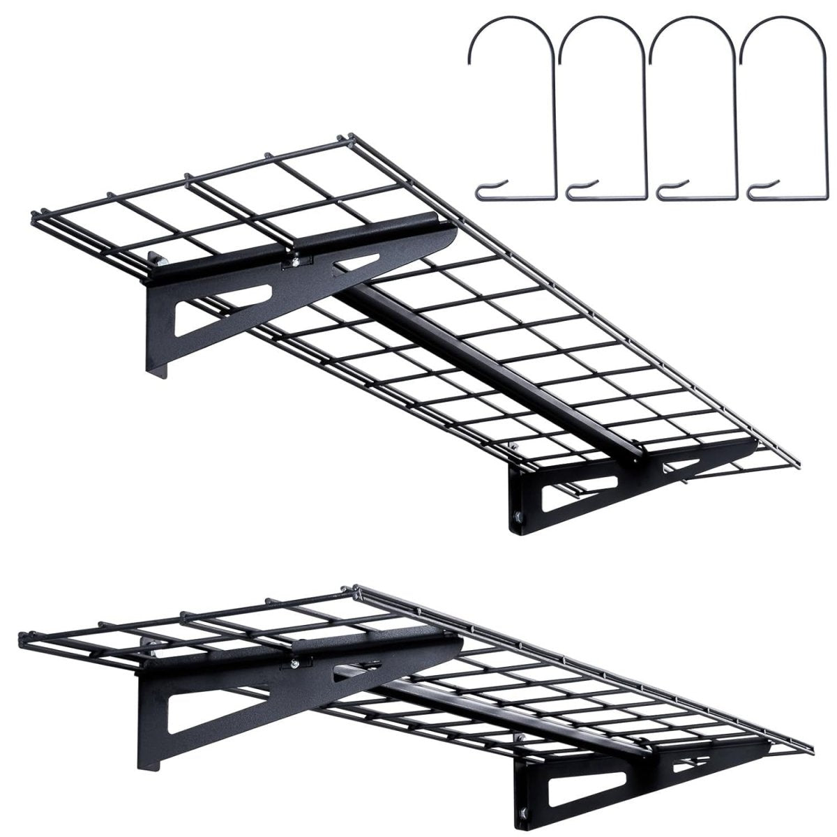 Black Heavy Duty Wall - Mounted Garage Shelves 2 - Pack 400 lbs Capacity - Kwikley
