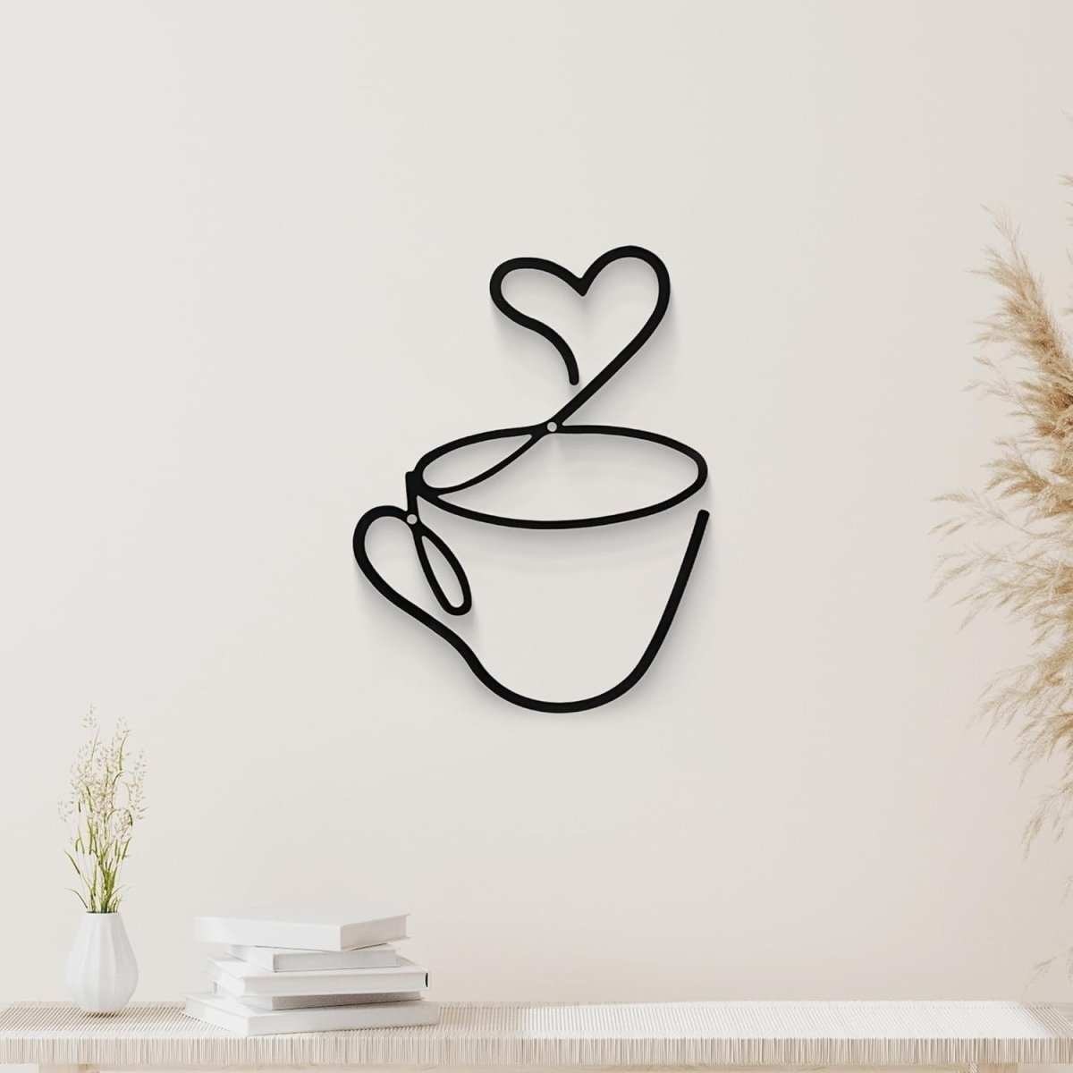 Black Metal Coffee Cup Wall Art Modern Kitchen Decor - Kwikley