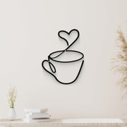 Black Metal Coffee Cup Wall Art Modern Kitchen Decor - Kwikley