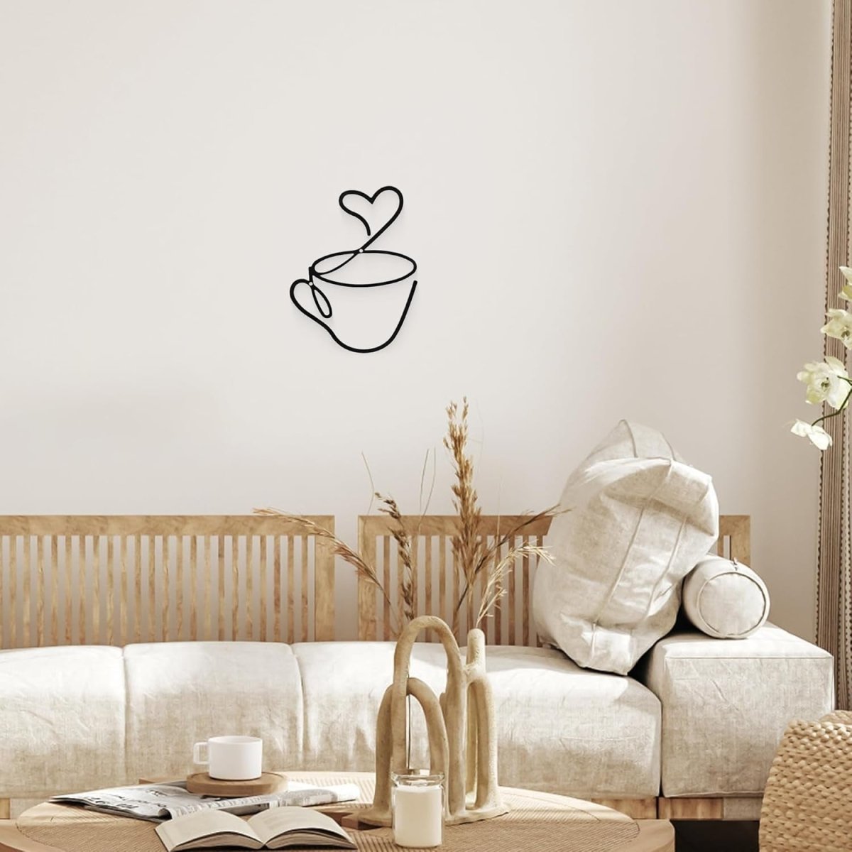 Black Metal Coffee Cup Wall Art Modern Kitchen Decor - Kwikley