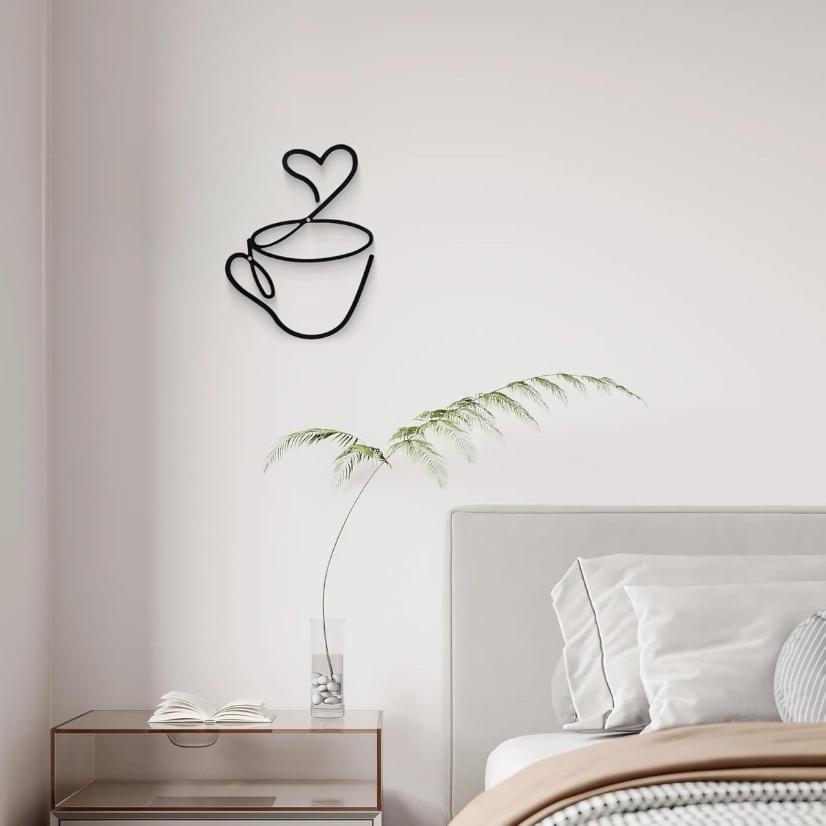 Black Metal Coffee Cup Wall Art Modern Kitchen Decor - Kwikley