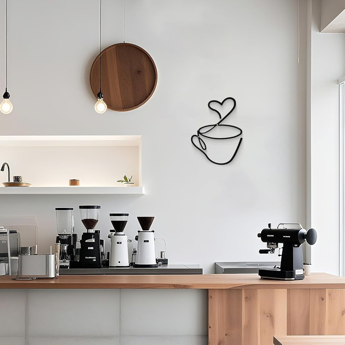 Black Metal Coffee Cup Wall Art Modern Kitchen Decor - Kwikley