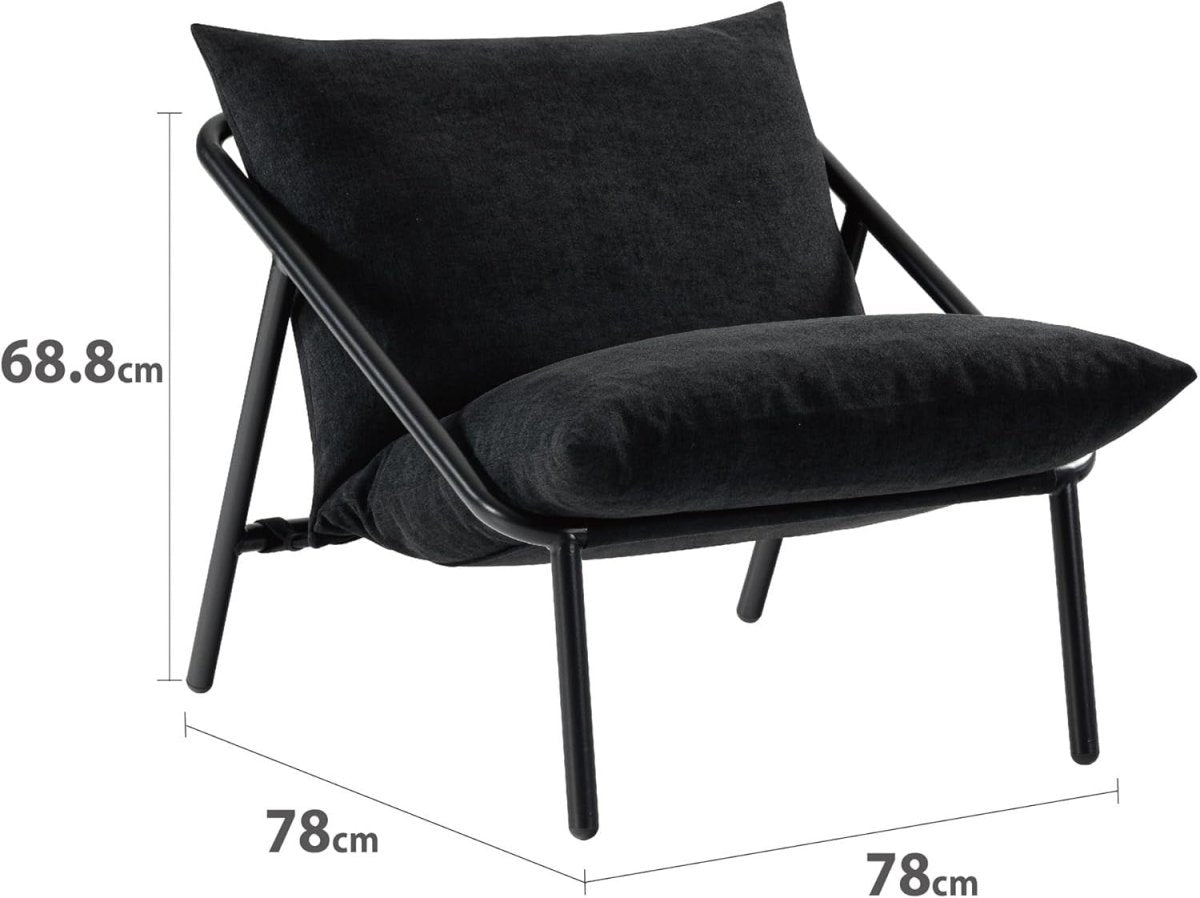 Black Metal Frame Accent Chair | Shredded Foam Lounge Armchair, Stylish - Kwikley
