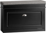 Black Narrow Shoe Storage Bench with Flip Drawer & Cushion, 150kg Load