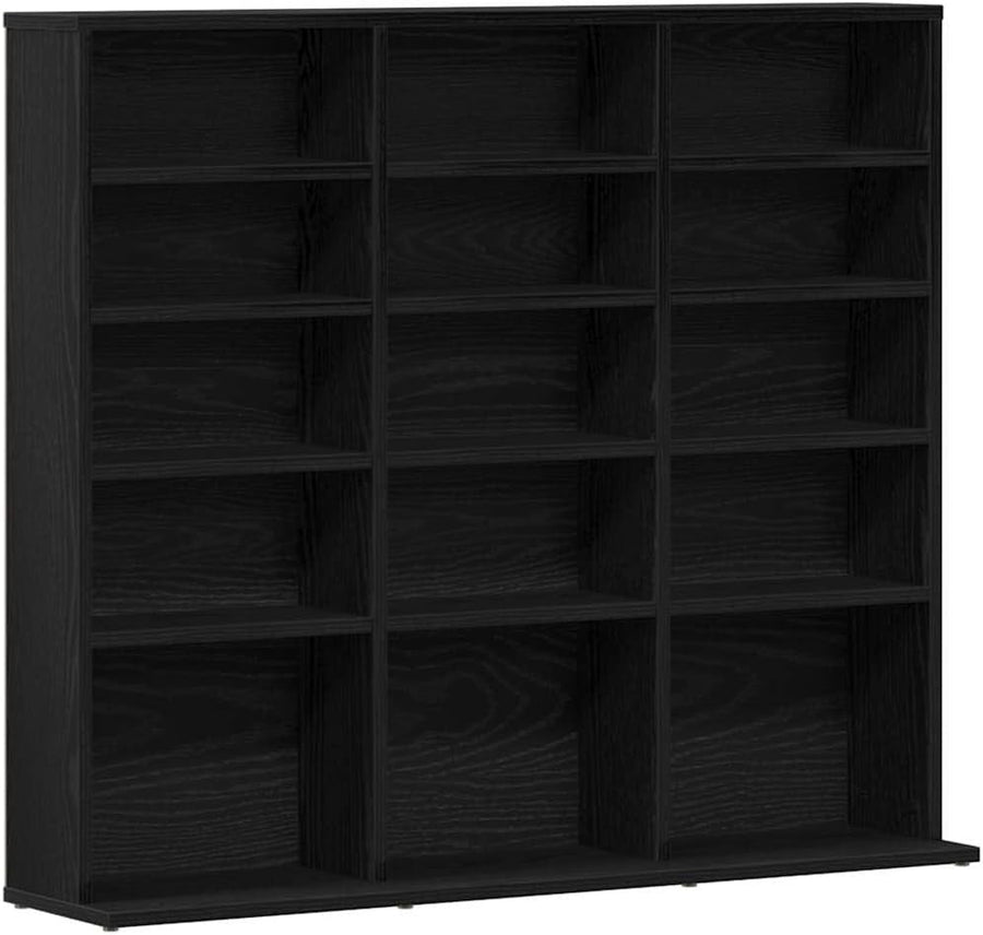 Black Oak CD DVD Storage Cabinet Media Shelf Bookcase Organizer 100cm - Kwikley
