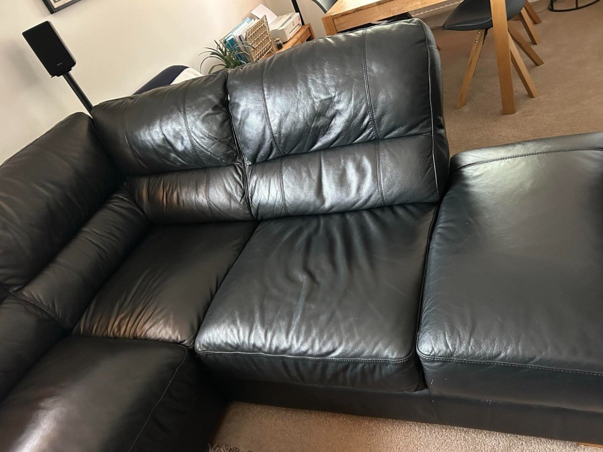 Black Puffy Luxe Leather L - Shape Sofa Corner Sofa (PTP) - Kwikley