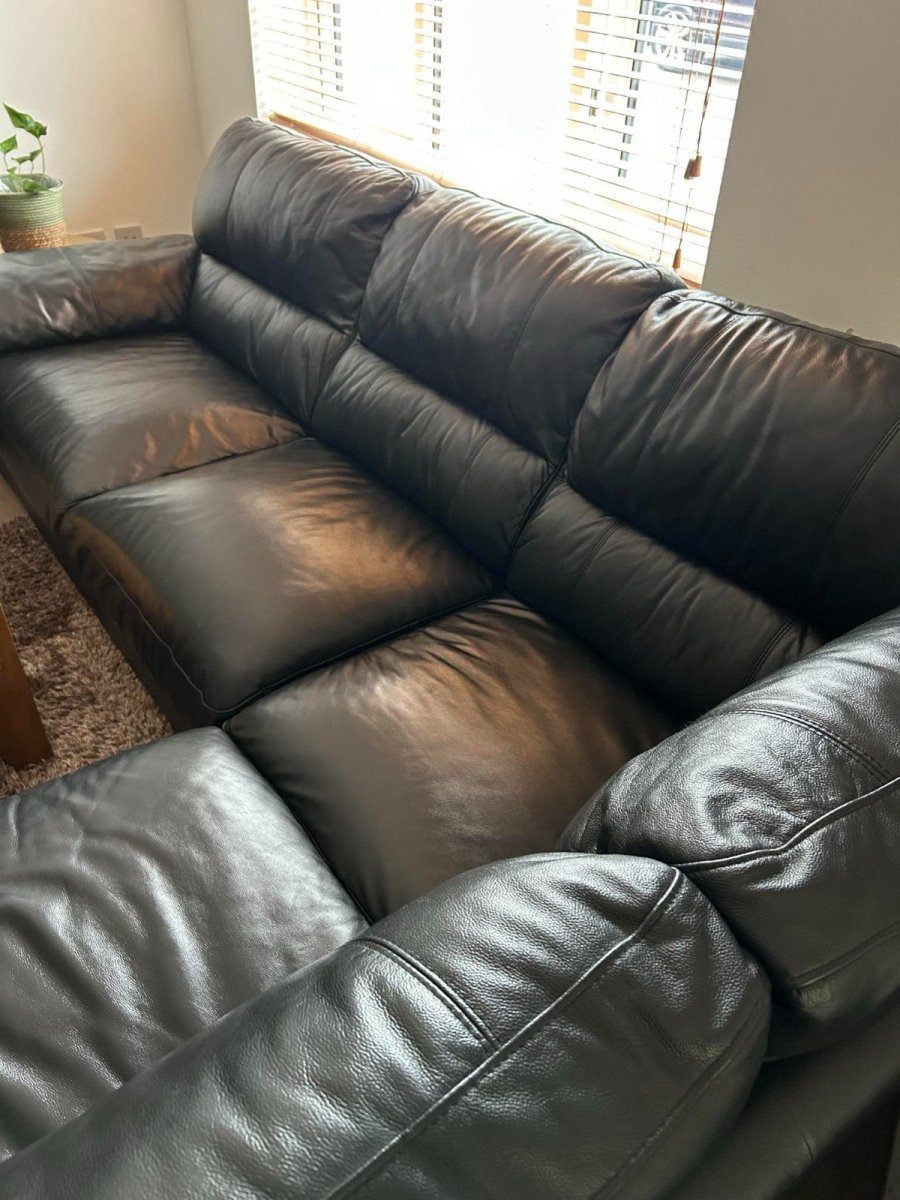 Black Puffy Luxe Leather L - Shape Sofa Corner Sofa (PTP) - Kwikley