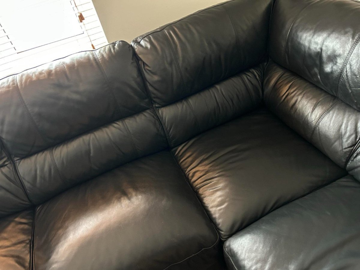 Black Puffy Luxe Leather L - Shape Sofa Corner Sofa (PTP) - Kwikley