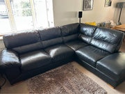 Black Puffy Luxe Leather L - Shape Sofa Corner Sofa (PTP) - Kwikley