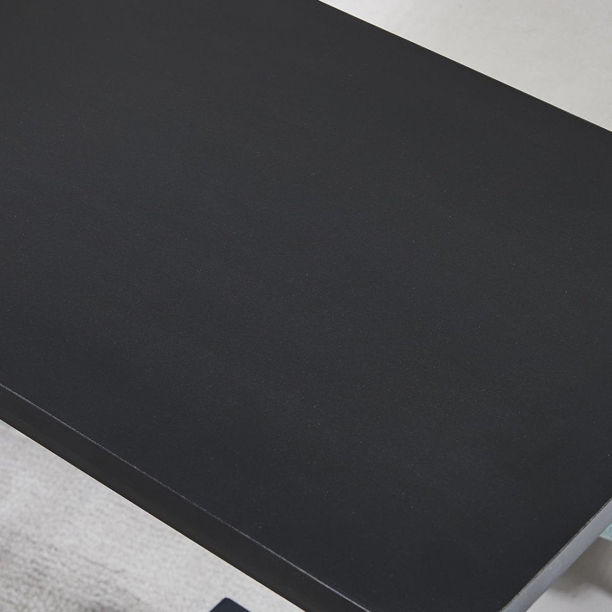 Black Rectangular C - Shaped Sofa Side Table with Wheels Metal Frame 61.5cm - Kwikley