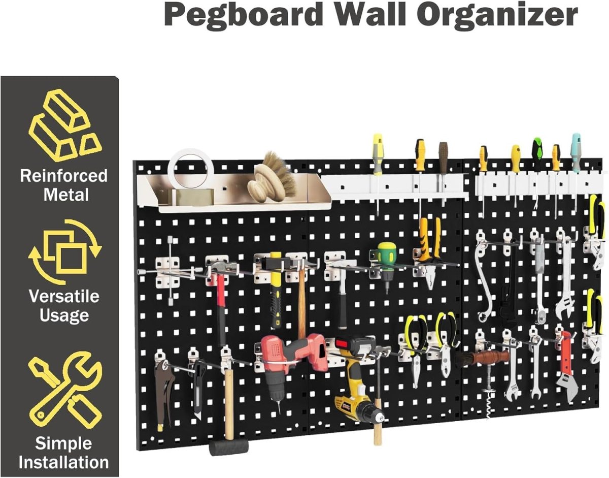 Black & Red Wall - Mount Pegboard Kit 3 Boards with 28 Tool Accessories - Kwikley