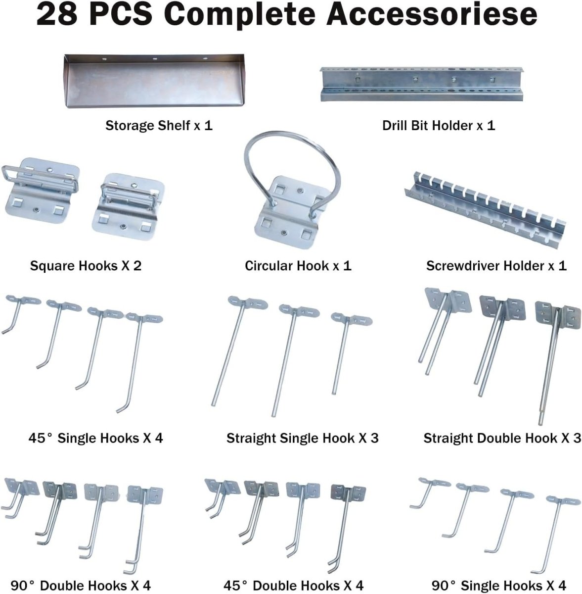 Black & Red Wall - Mount Pegboard Kit 3 Boards with 28 Tool Accessories - Kwikley