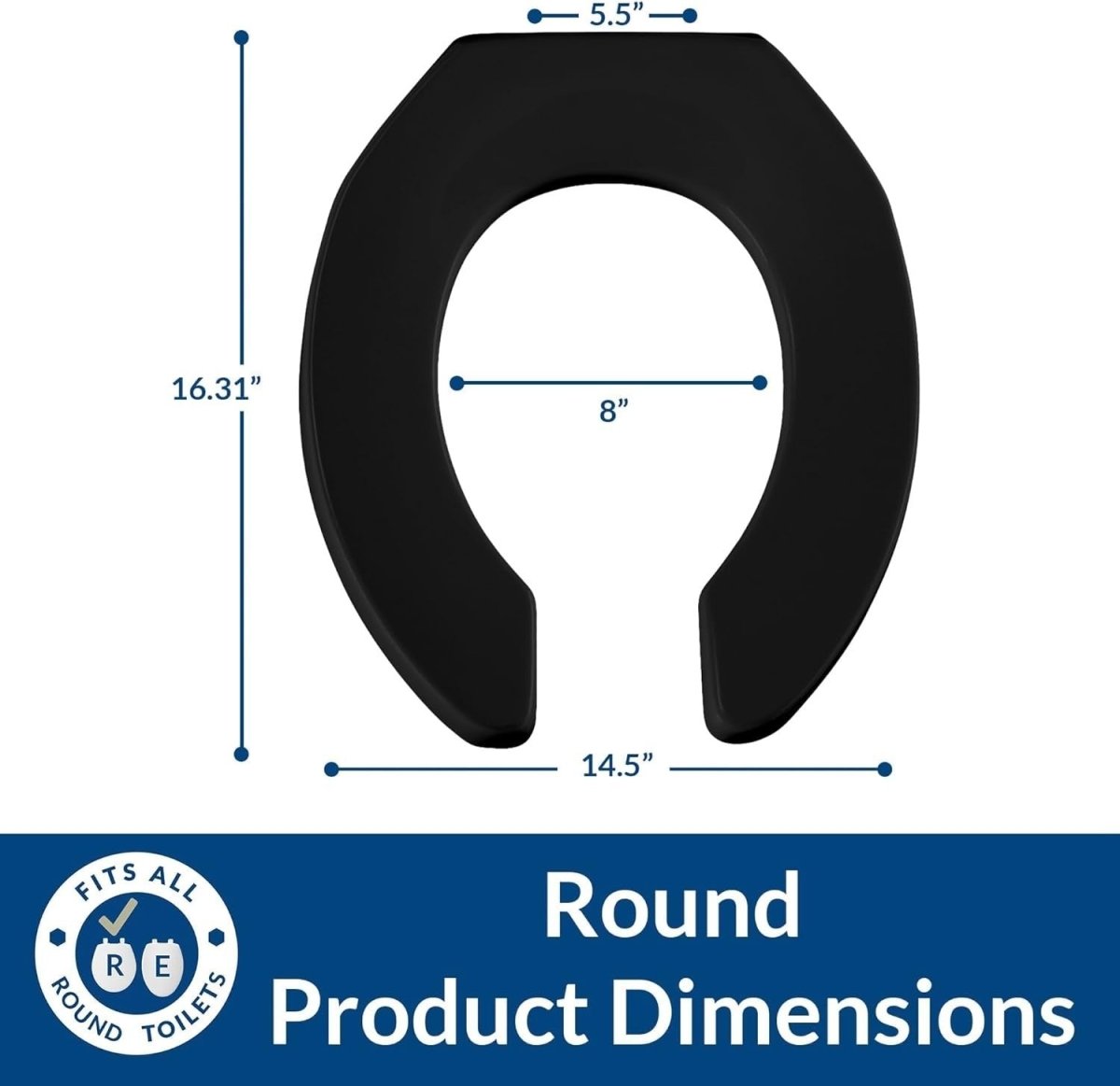 Black Round Toilet Seat | Commercial, Stay - Tite, Heavy - Duty - Kwikley