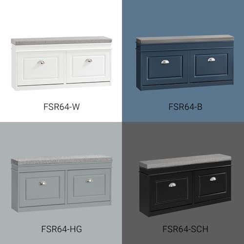Black Shoe Storage Bench with Padded Seat & 2 Flip - Drawers – Hallway Rack - Kwikley