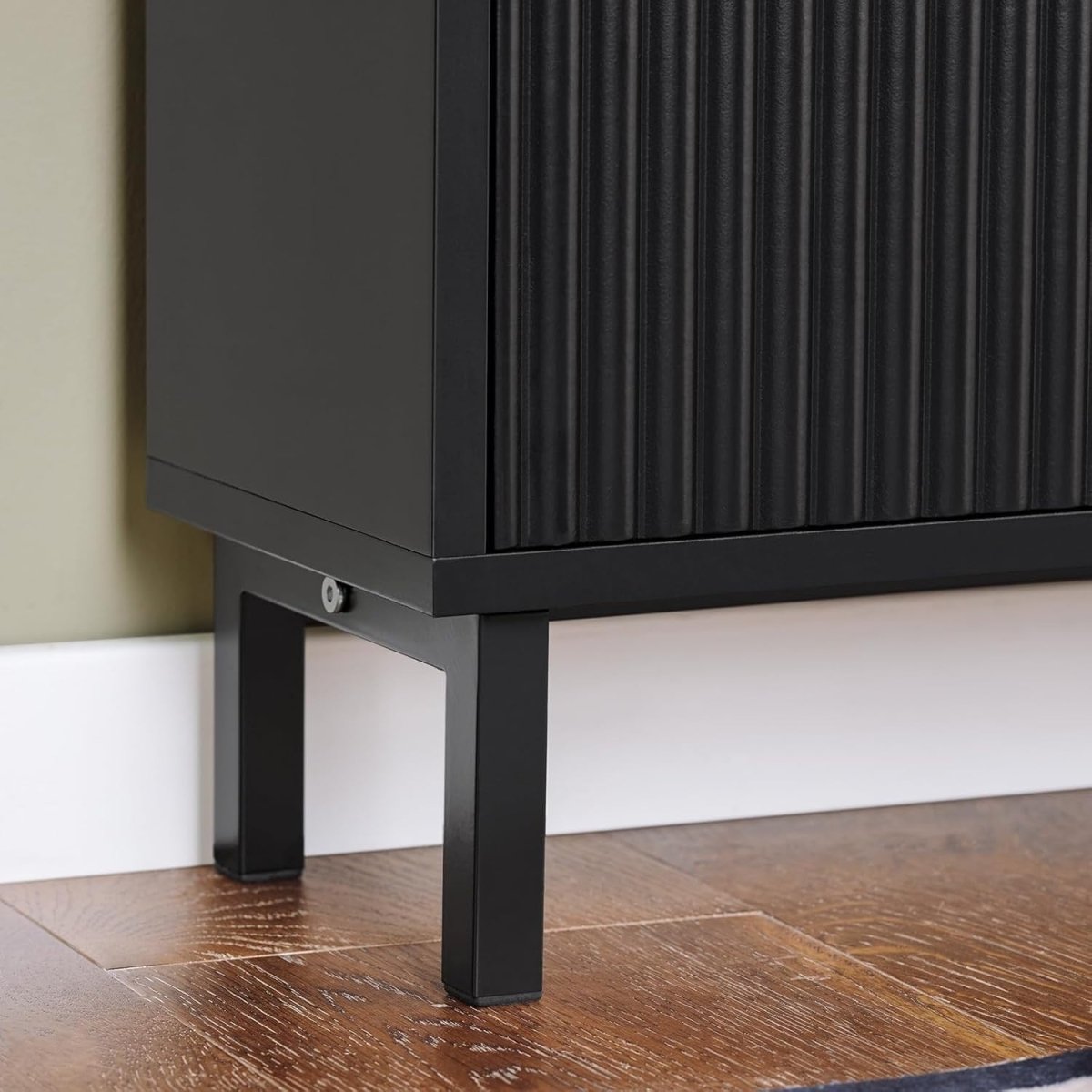 Black Slim Shoe Cabinet 3 Flip Drawers Narrow Hallway Storage Unit 130cm - Kwikley