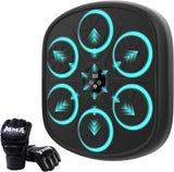 Black Smart Music Boxing Machine Teal LED Wall Punch Trainer with Gloves
