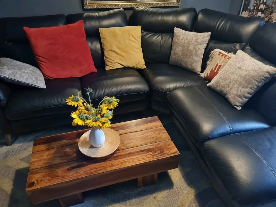 Black Splendid Luxe Leather Corner Sofa (PTP) - Kwikley