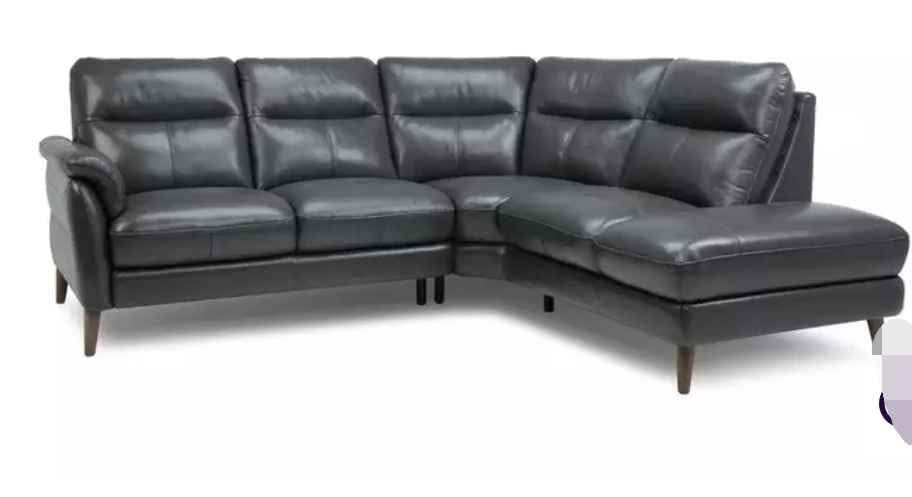 Black Splendid Luxe Leather Corner Sofa (PTP) - Kwikley