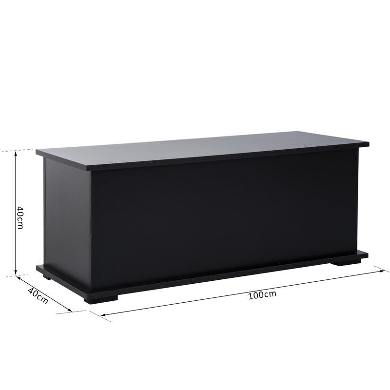 Black Storage Ottoman Chest Trunk Bench Box Toy 100cm Lid - Kwikley