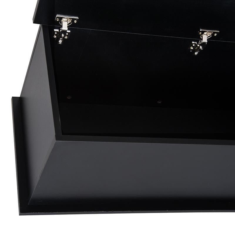 Black Storage Ottoman Chest Trunk Bench Box Toy 100cm Lid - Kwikley