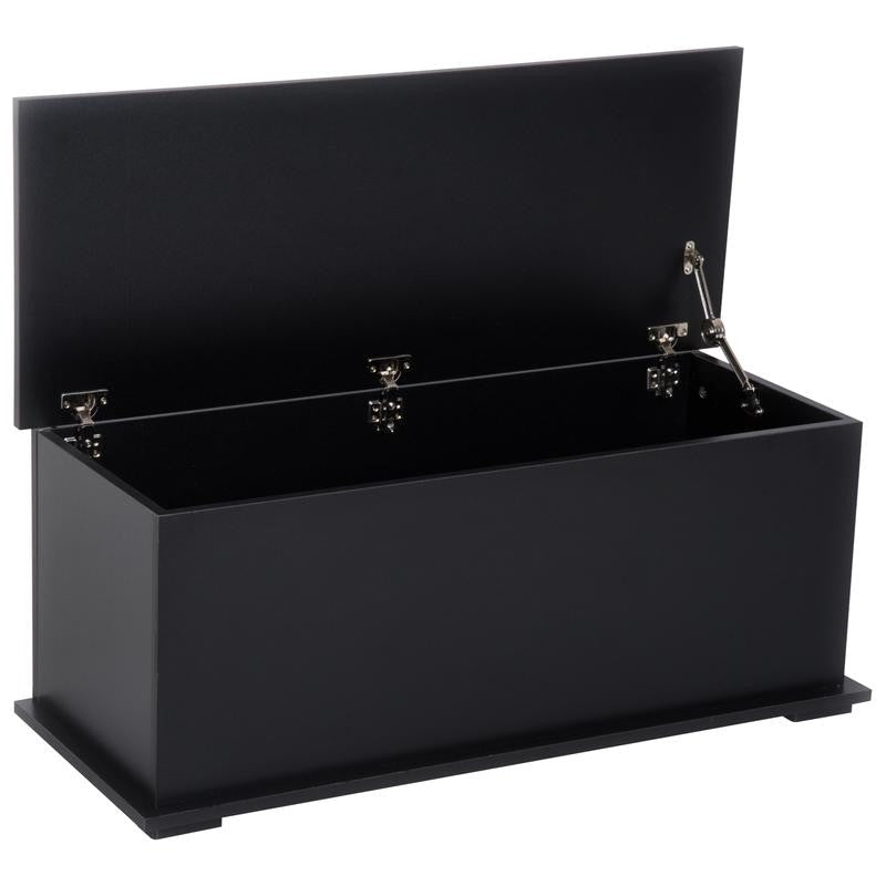 Black Storage Ottoman Chest Trunk Bench Box Toy 100cm Lid - Kwikley