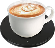 Black USB Coffee Mug Warmer 55°C Heated Desk Cup Plate 8H Auto Off - Kwikley