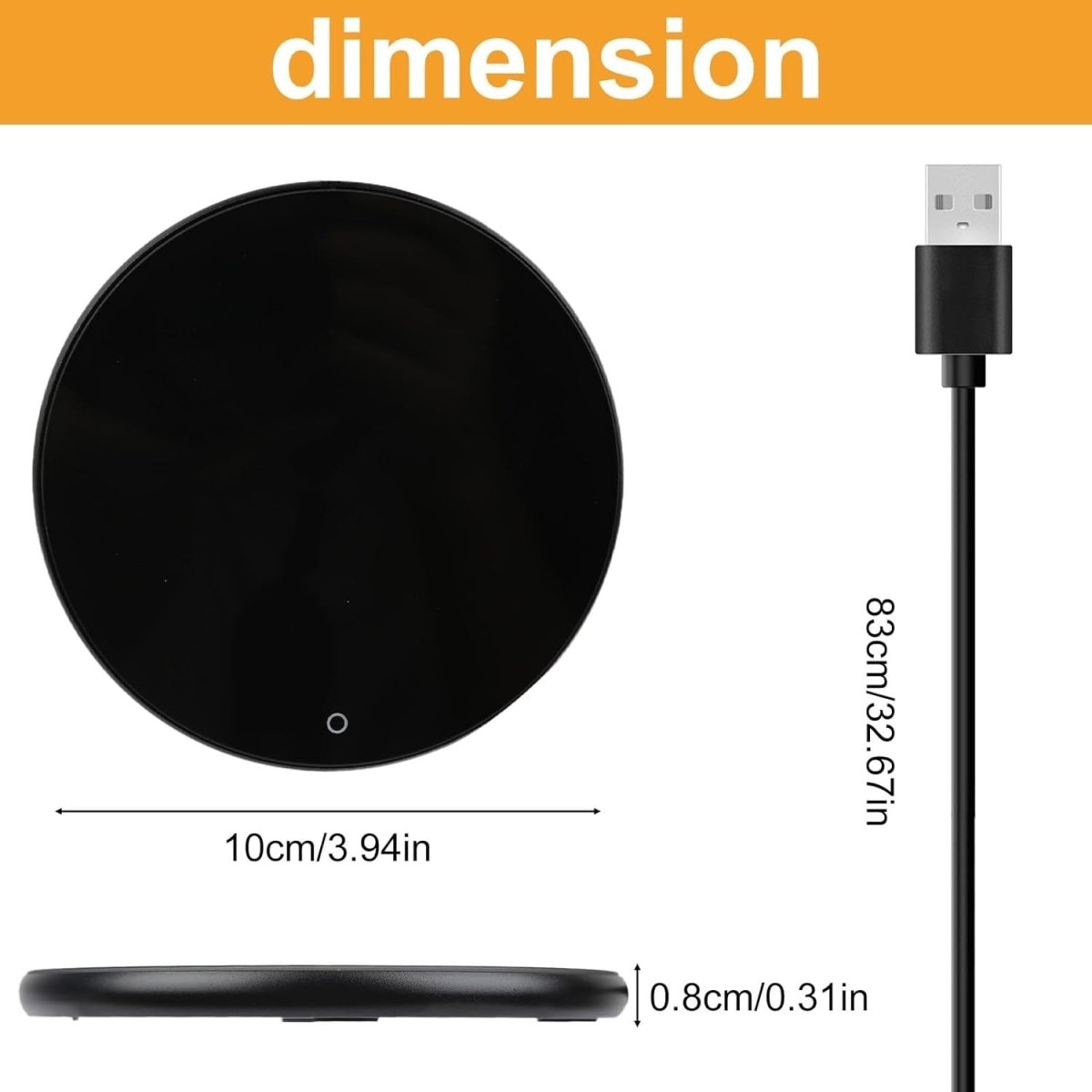 Black USB Coffee Mug Warmer 55°C Heated Desk Cup Plate 8H Auto Off - Kwikley