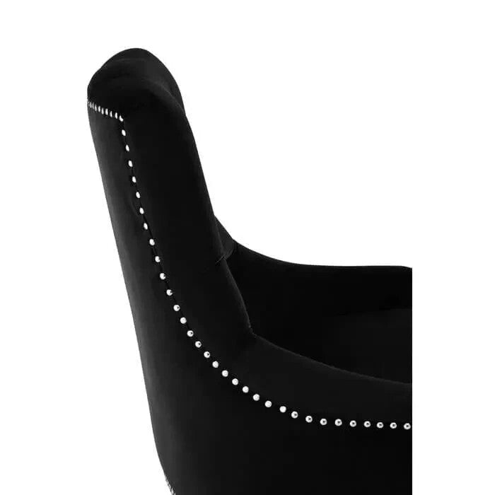 Black Velvet Accent Chair Acrylic Legs Tufted Studded Lounge Seat - Kwikley