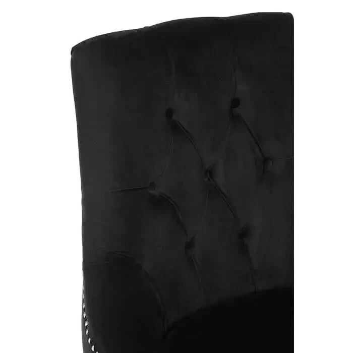 Black Velvet Accent Chair Acrylic Legs Tufted Studded Lounge Seat - Kwikley