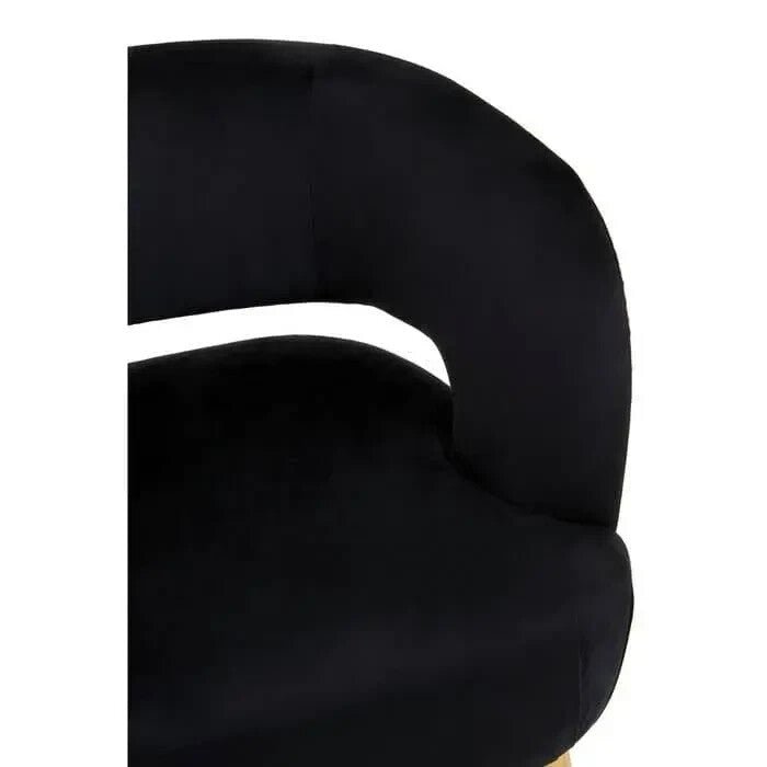 Black Velvet Accent Chair Gold Legs Modern Cut-Out Armchair Lounge Seat - Kwikley