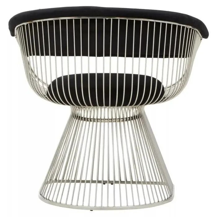 Black Velvet Accent Chair Silver Frame Retro Modern Art Deco Lounge - Kwikley