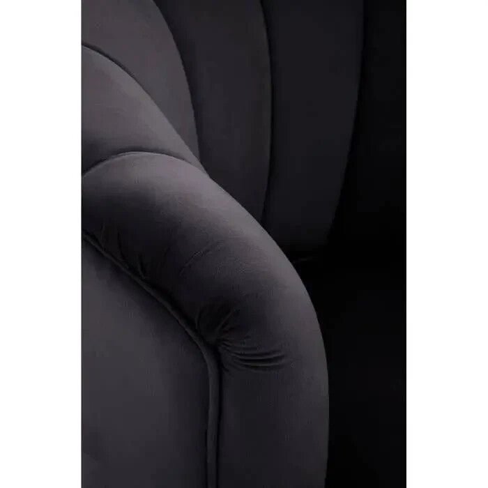 Black Velvet Shell Accent Chair Gold Tip Legs Curved Armchair Modern Seat - Kwikley