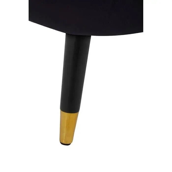 Black Velvet Shell Accent Chair Gold Tip Legs Curved Armchair Modern Seat - Kwikley
