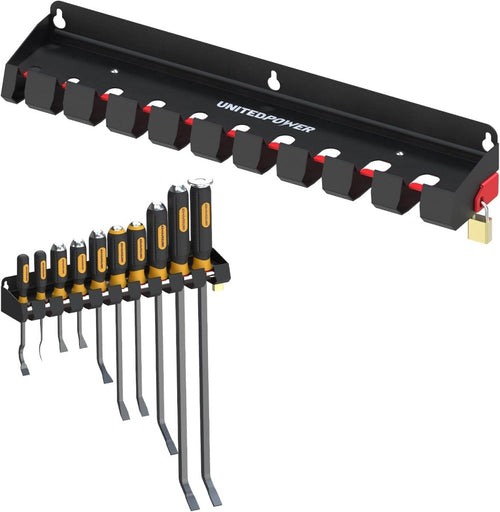 Black Wall - Mounted Pry Bar Organizer Rack Heavy Metal Tool Storage - Kwikley
