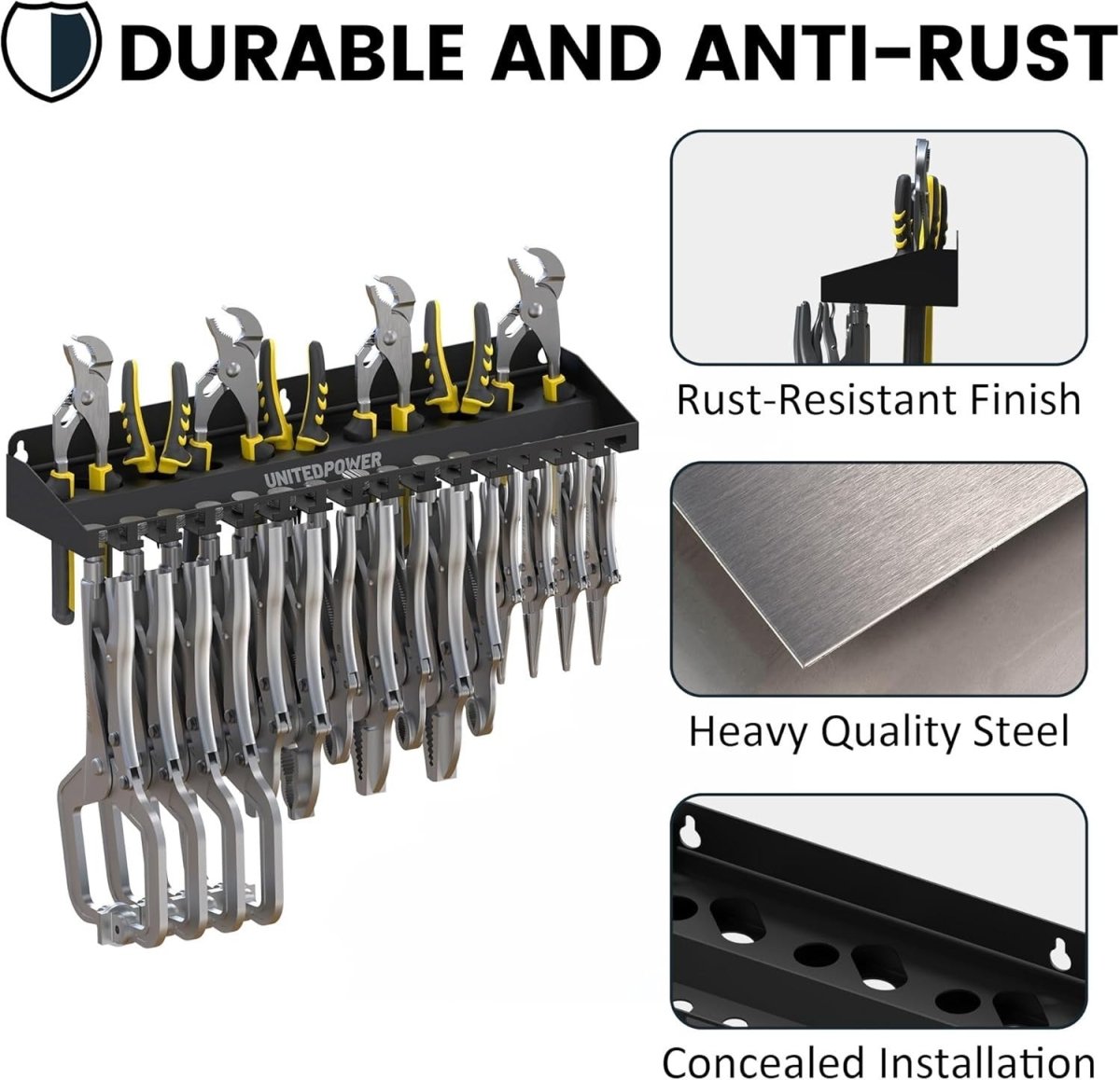 Black Wall - Mounted Vise Grip Holder Rack Heavy Metal Tool Organizer - Kwikley