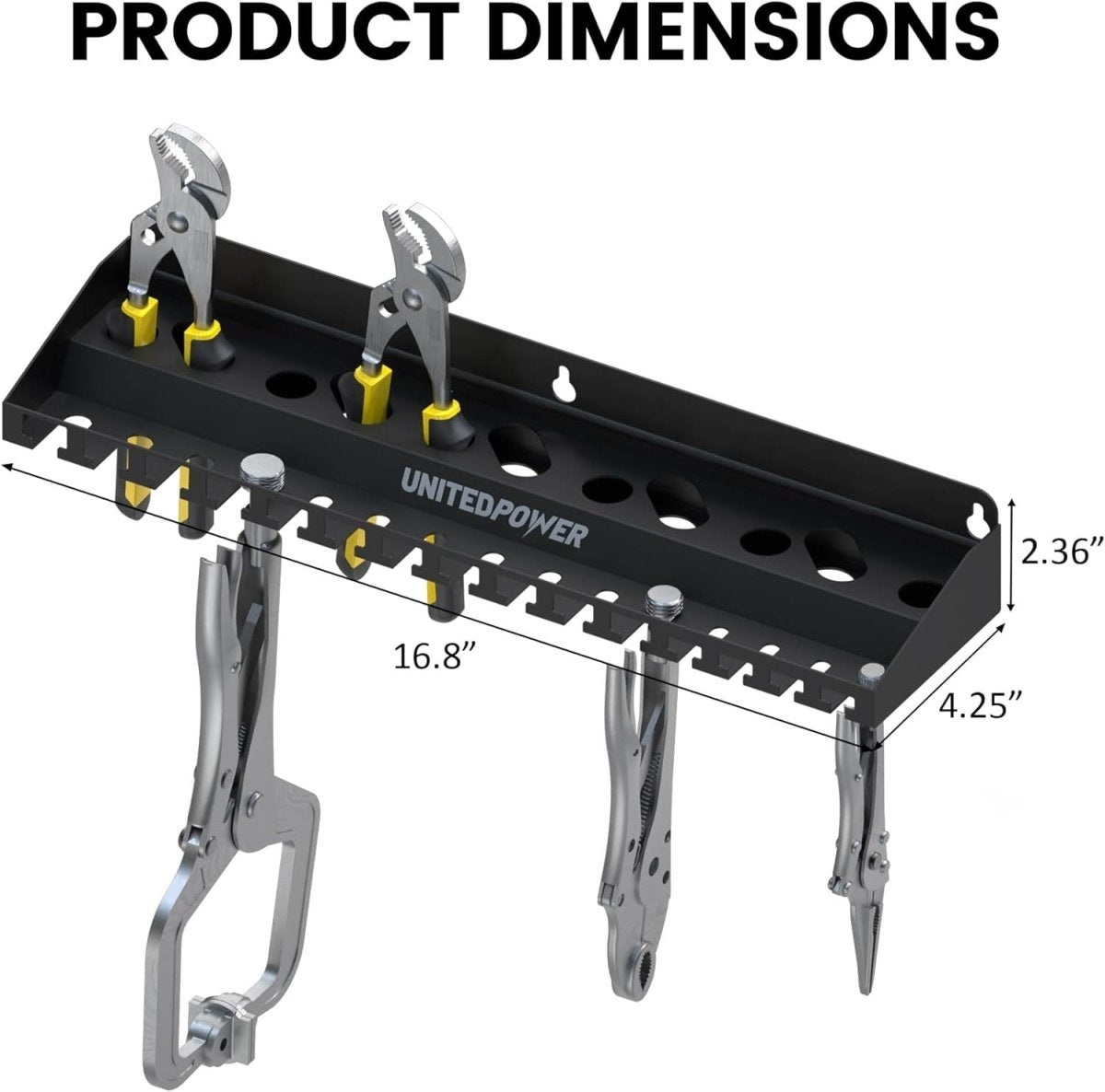 Black Wall - Mounted Vise Grip Holder Rack Heavy Metal Tool Organizer - Kwikley