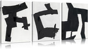 Black White Abstract Wall Art Set of 3 Framed 30x40cm - Kwikley