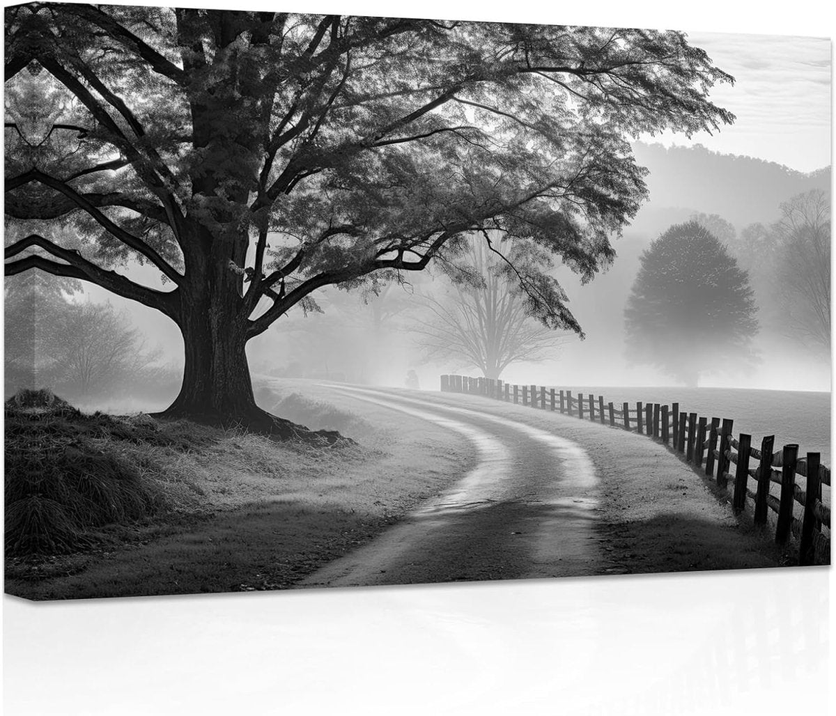 Black White Forest Canvas Wall Art 3Pcs 16x24in Framed - Kwikley