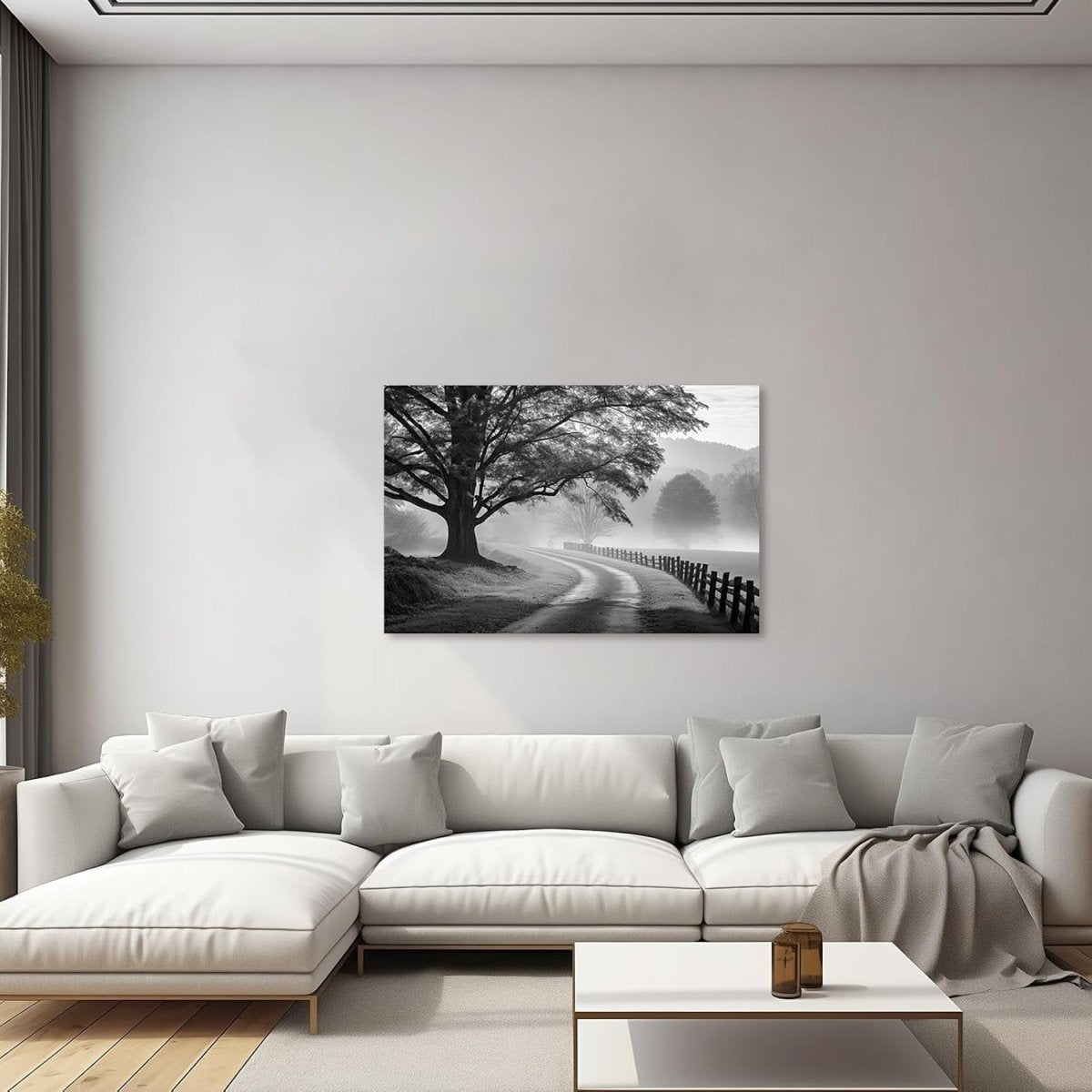 Black White Forest Canvas Wall Art 3Pcs 16x24in Framed - Kwikley