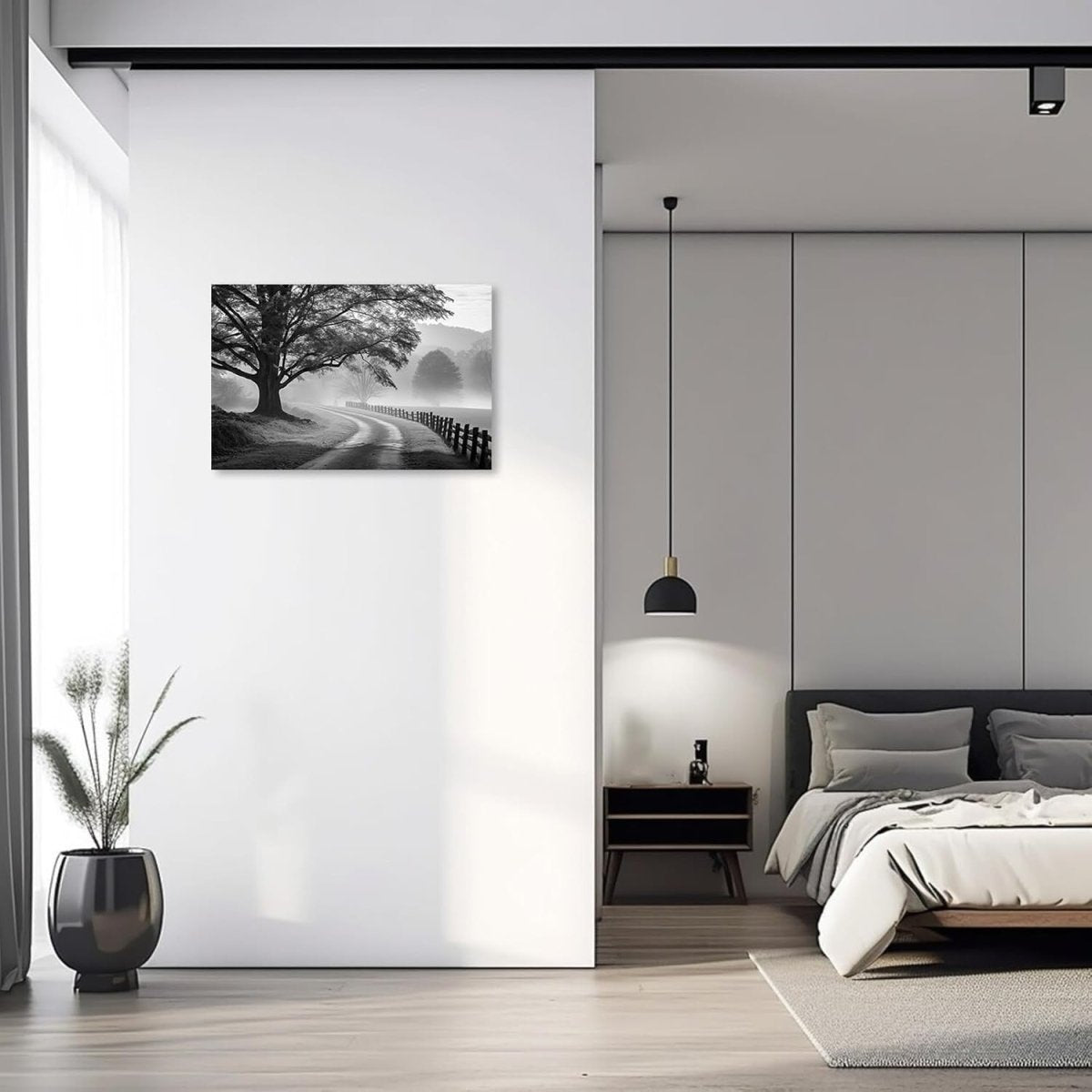 Black White Forest Canvas Wall Art 3Pcs 16x24in Framed - Kwikley